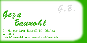 geza baumohl business card